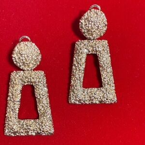 Gold Textured Dangle Earrings